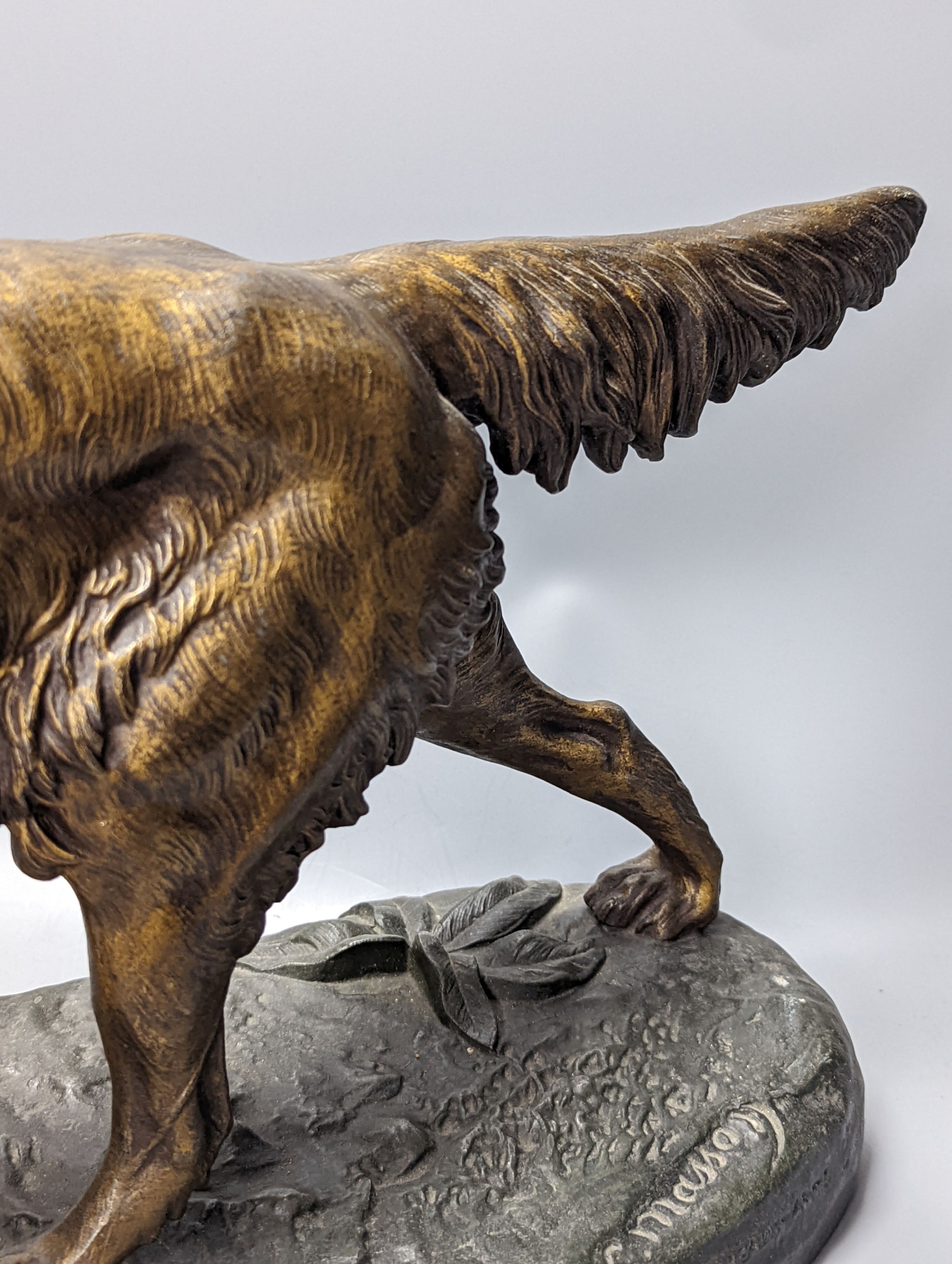 After C. Masso, a patinated spelter figure of a hound 57cm